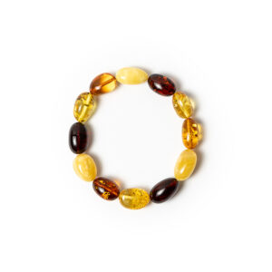 Amber bracelet with olive mix beads