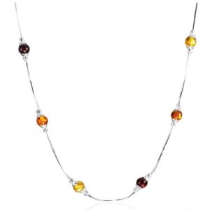 A positive necklace made of natural amber in different shades, "Caramel"