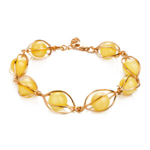 Beautiful gilded bracelet with natural honey-colored amber Algeria