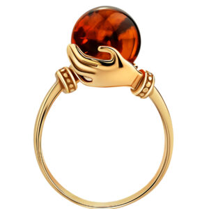 Beautiful ring Hugs made of cognac amber 16