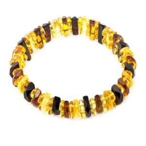 Bracelet made of natural Baltic amber Mandarin Diamond Variegated