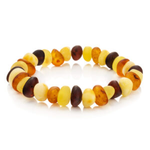 Baby's bracelet made of natural Baltic amber with soft polishing