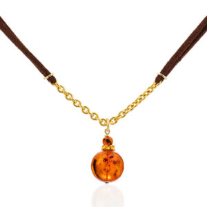 Choker necklace Jupiter with a ball pendant made of natural amber
