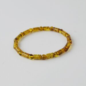 Light green Barrels round amber bracelet unisex