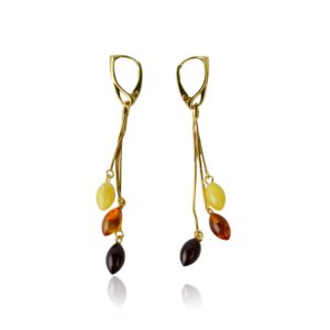 Long mix color amber earrings