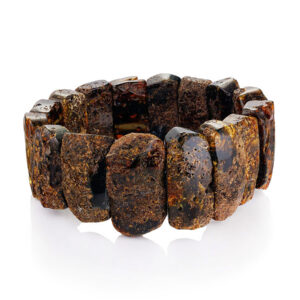 Flat bracelet with a healing effect made of dark amber Pompeii unisex