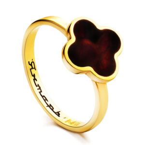 Gold-plated ring Monaco Amber with natural cherry amber
