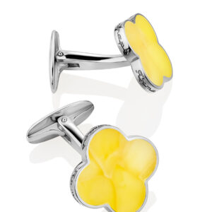 Bright cufflinks Monaco with natural honey-colored amber on double cuffs