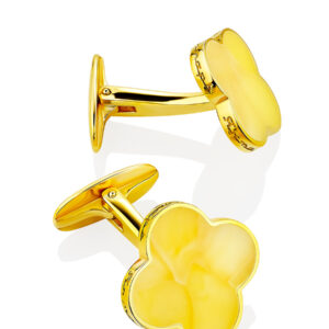Bright cufflinks for double cuffs with honey amber Monaco