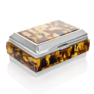 Small jewelry box decorated with amber