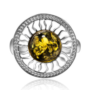 Openwork ring with green amber Parnassus 17.5