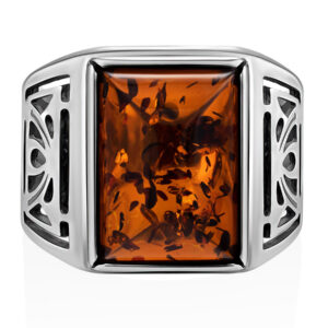 Openwork ring with natural Baltic amber Caesar 19