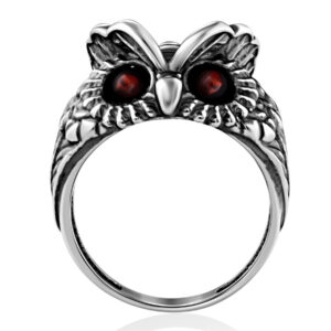 Original voluminous ring decorated with cherry amber Owl 20