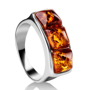 Ring with three inserts of sparkling amber Mosaic 16