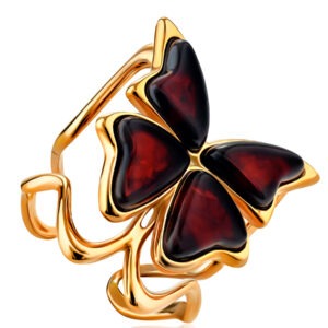 Cherry Amber Butterfly Ring "April"16