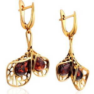 Spectacular cherry-colored amber earrings "Venus"