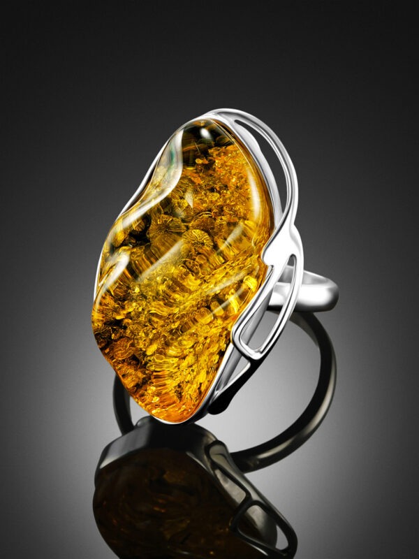 Evening ring made of yellow-green amber "Rialto" - Image 2