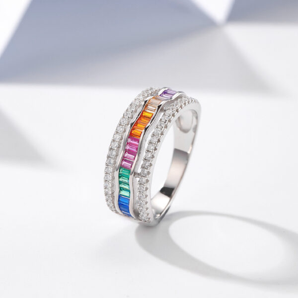 sparkle and clarity colorful zircon ring silver 925 Dubai - Image 2