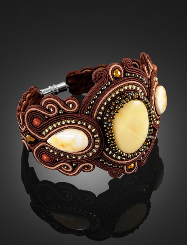 Luxurious braided bracelet with inserts of natural amber "India" - Image 3