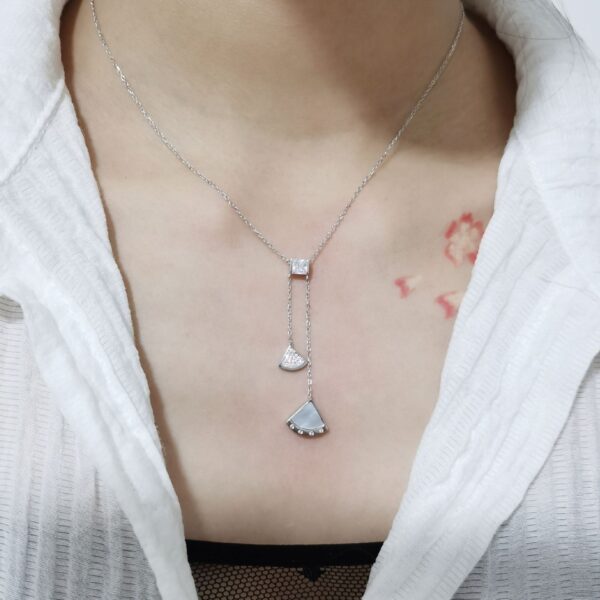Zircon and shell pearl silver 925 rose Gold plated necklace - Image 2