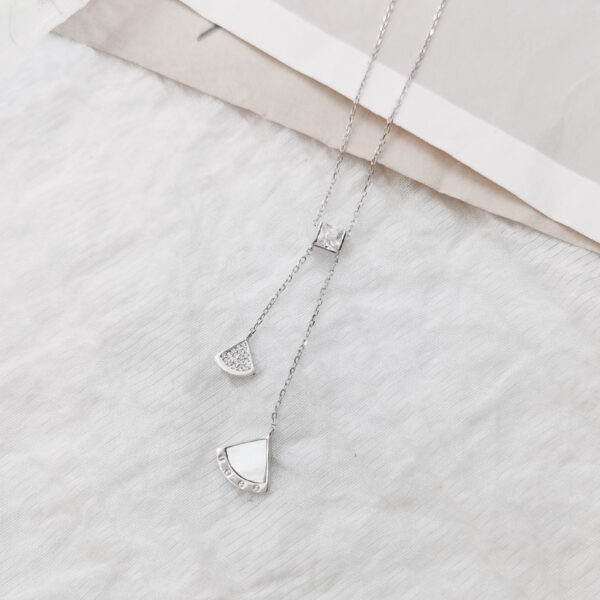 Zircon and shell pearl silver 925 rose Gold plated necklace