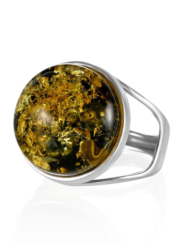 Ring with sparkling green amber "Gloss" - Image 4