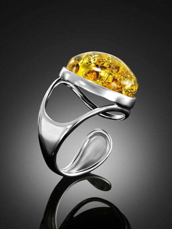 Ring with sparkling green amber "Gloss" - Image 3