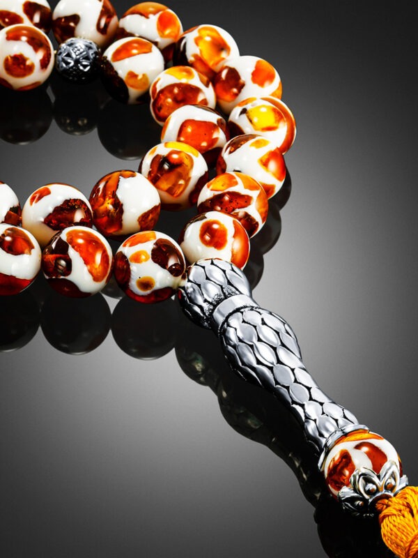 Muslim rosary with 33 beads made of natural amber "Dalmatian" - Image 2