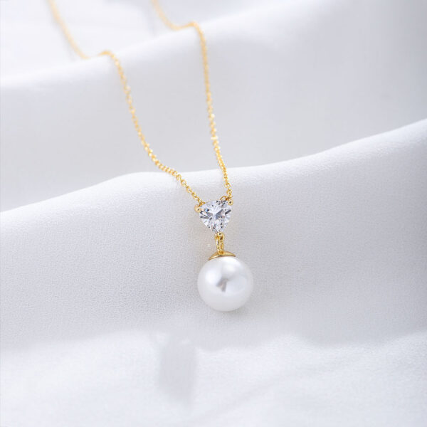 Pearl silver 925 gold plated stylish necklace Dubai - Image 2