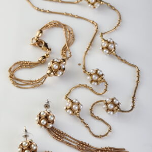 Bridal pearls silver gold plated Jewelry Set Italian design Italian made