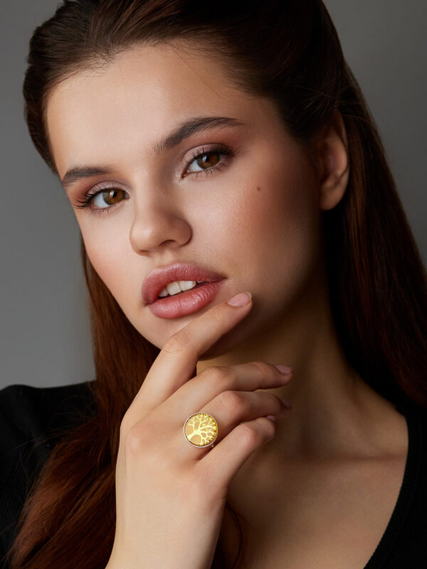 Beautiful Beltane ring decorated with natural amber - Image 4