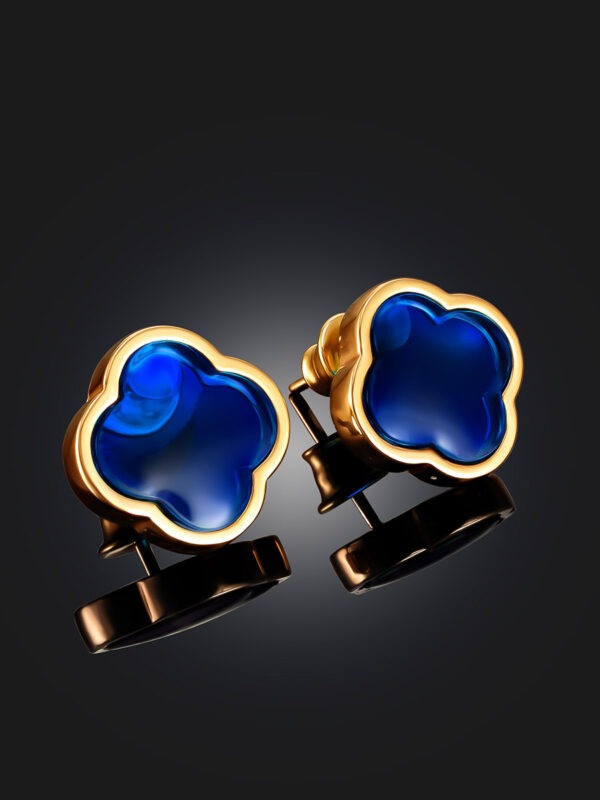 Striking stud earrings in the legendary Monaco design with blue amber - Image 2
