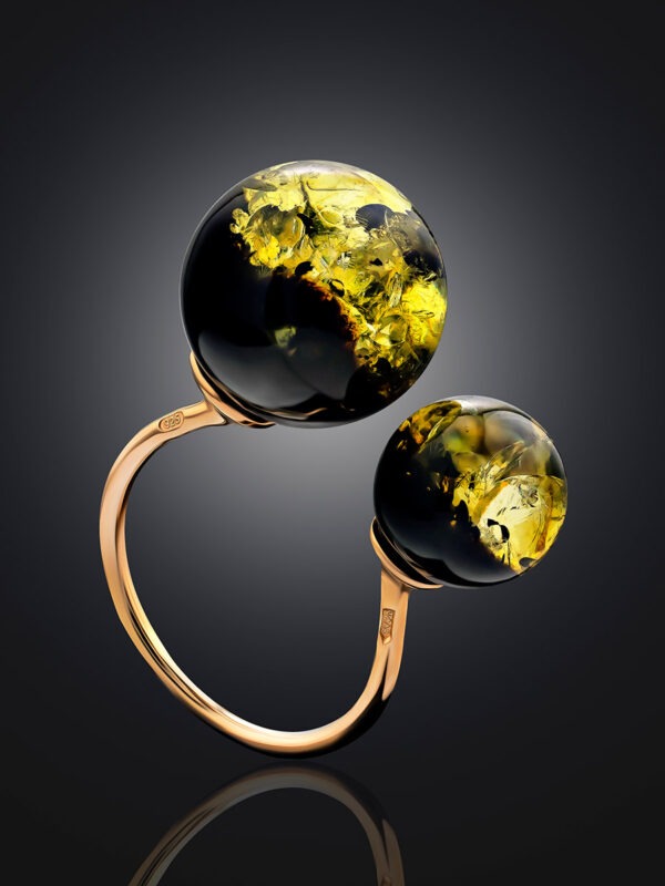 Original spectacular ring with green amber "Kiss in Paris" - Image 2