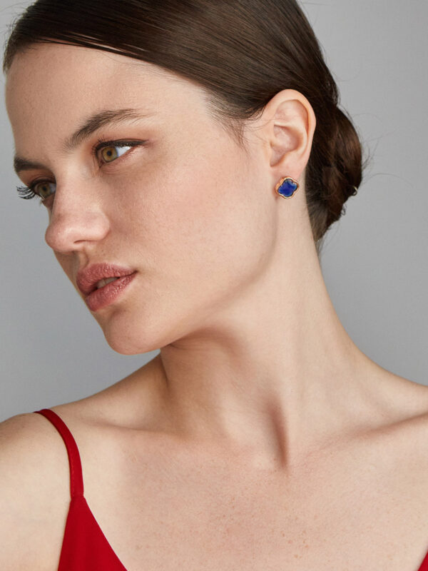 Striking stud earrings in the legendary Monaco design with blue amber - Image 3
