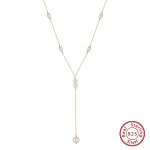 Pearl silver 925 gold plated stylish necklace Dubai