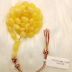 Golden Amber Misbaha – Natural Prayer Rosary 23g 48 olive shape beads