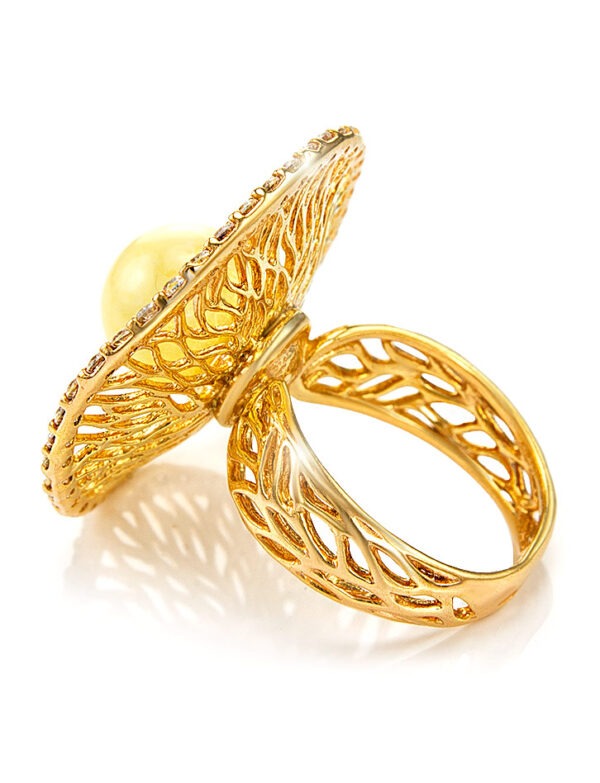 Luxurious ring with zirconites and honey amber "Venus" - Image 3