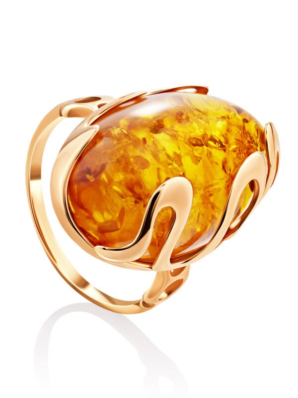 Spectacular volumetric ring "Illusion" made of natural amber 17