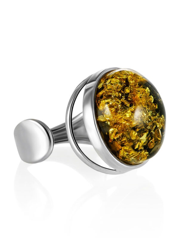 Ring with sparkling green amber "Gloss"