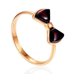 A sweet and delicate ring with cherry amber, "Bow"