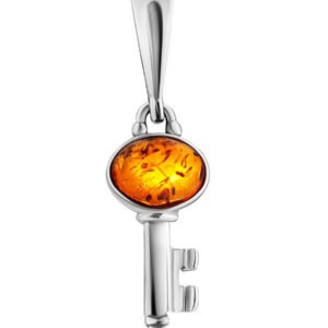 Miniature pendant "Key" with natural cognac amber