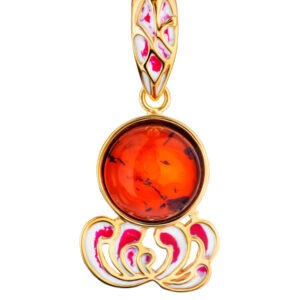 A beautiful pendant decorated with natural cognac amber "Suzdal"