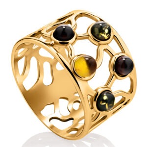 Spectacular multi-colored amber ring "Limbo"