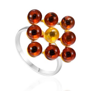 Ring with amber inserts "Mosaic" 16.5