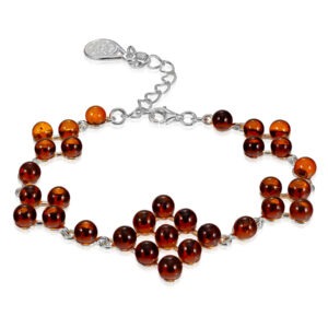 Spectacular large bracelet with natural cognac amber "Mosaic"