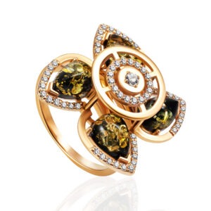 Elegant ring "Medici" with green amber w/o r