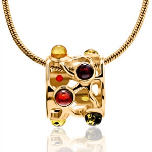 Unusual gold-plated pendant with yantra of different colors "Limbo"