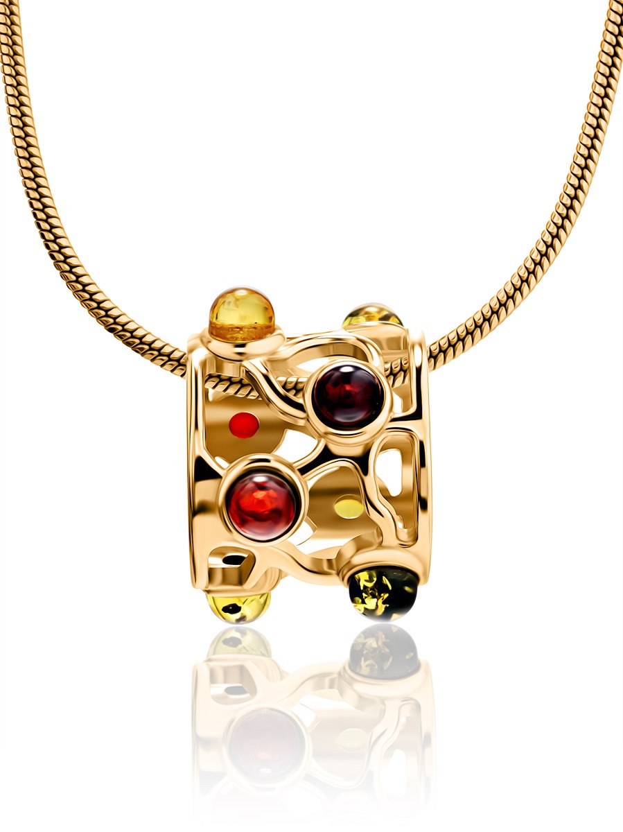 Unusual gold-plated pendant with yantra of different colors "Limbo"