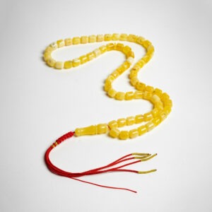 Emirati Heritage Natural Amber Tasbih Barel shape  – Handcrafted 66 Prayer Beads 44gm rounded beads 11mm
