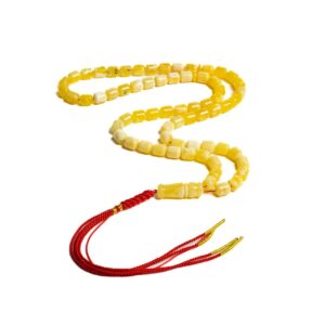 Emirati Heritage Natural Amber Tasbih Barel shape  – Handcrafted 66 Prayer Beads 44gm rounded beads 11mm